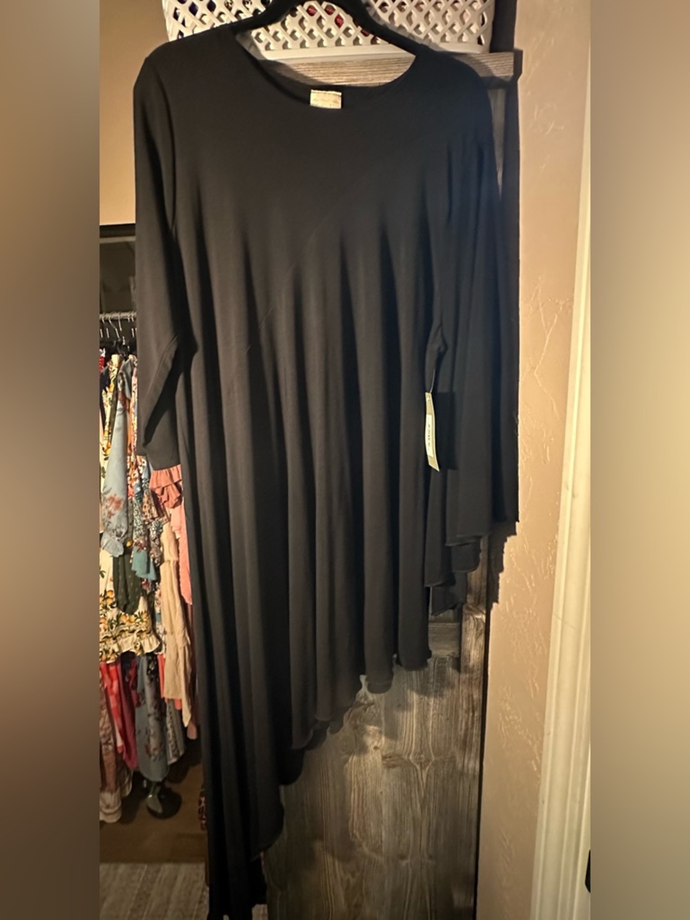 Black Asymmetric Long-Sleeve Women's Top